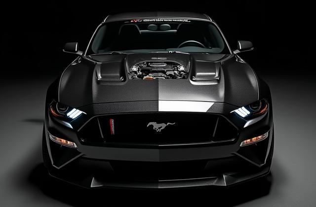 DarwinPro hood with clear glass center on mustang